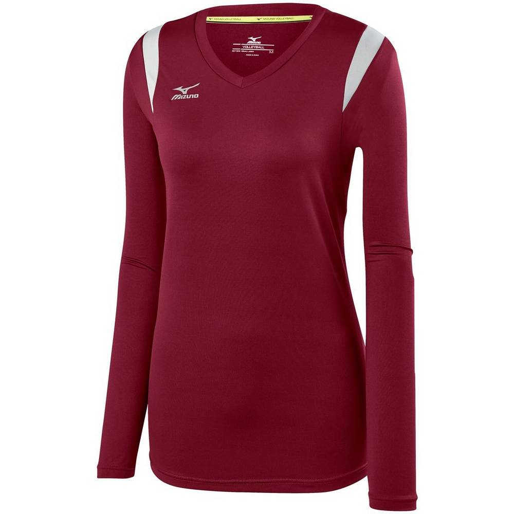 Mizuno Balboa 5.0 Long Sleeve - Bayan Forma - Bordo/Gümüş Türkiye (CNPDZL-496)